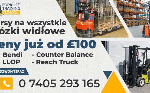 Kursy na wszystkie wózki widłowe po Polsku! od £100,-